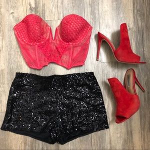 Black Sequins Shorts